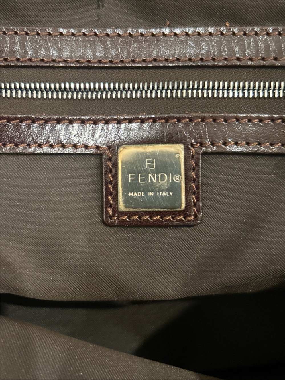 Fendi Zucca FF  Shoulder Bag Vintage  Brown Black canvas Tote 💯 authentic - Picture 13 of 13